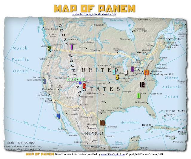 Detailed map of Panem showing district locations and resources