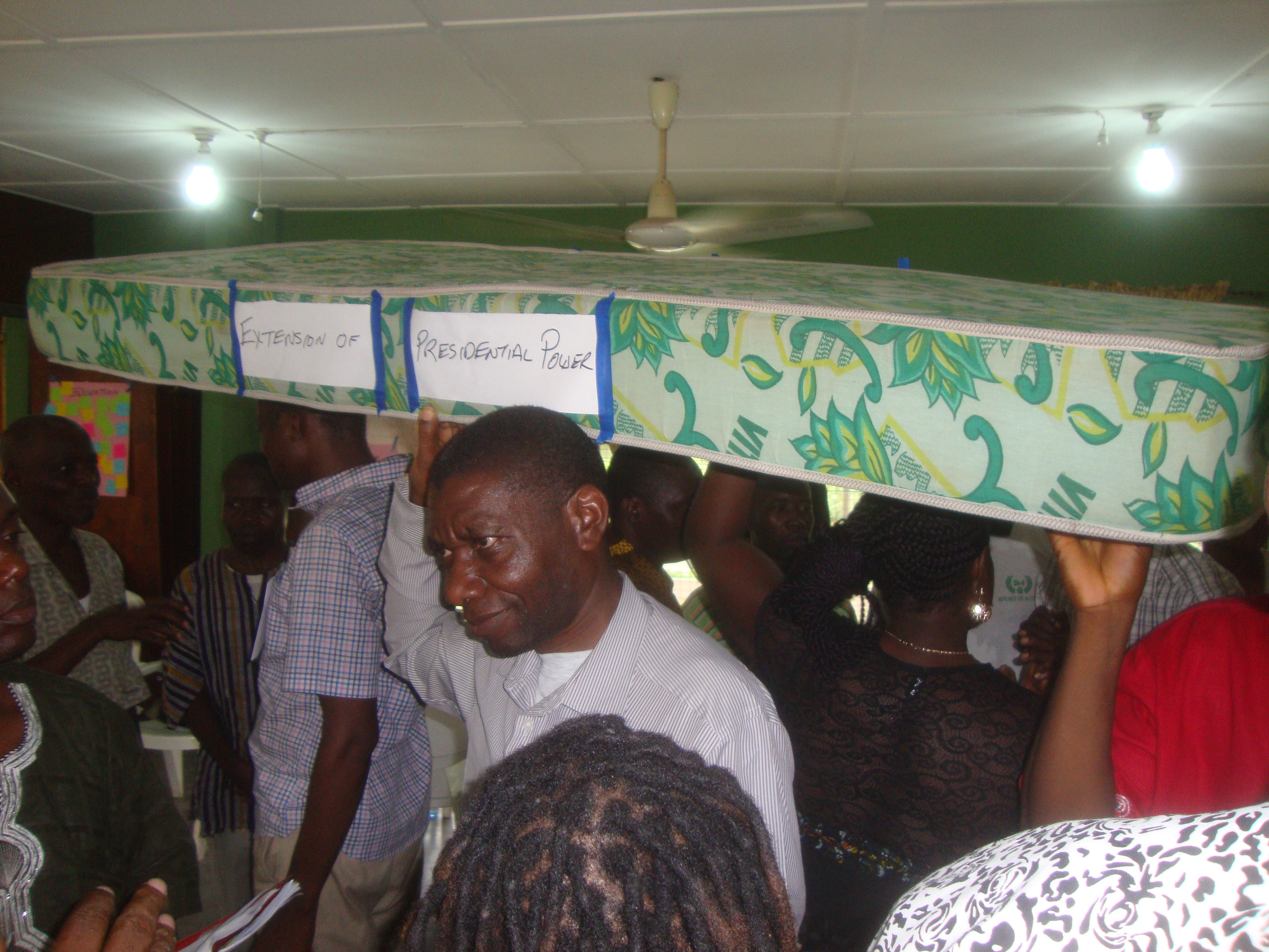Volunteers personify the pillars of the Mattress Game
