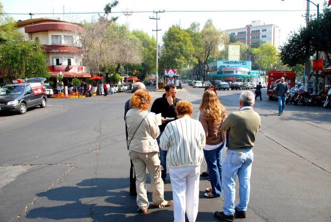The Place Game can be used on any public site, in any city or country - here, placemakers are evaluating a street in Mexico.
