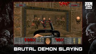 Doom gameplay showcasing classic first-person shooter action with demons and iconic weapons