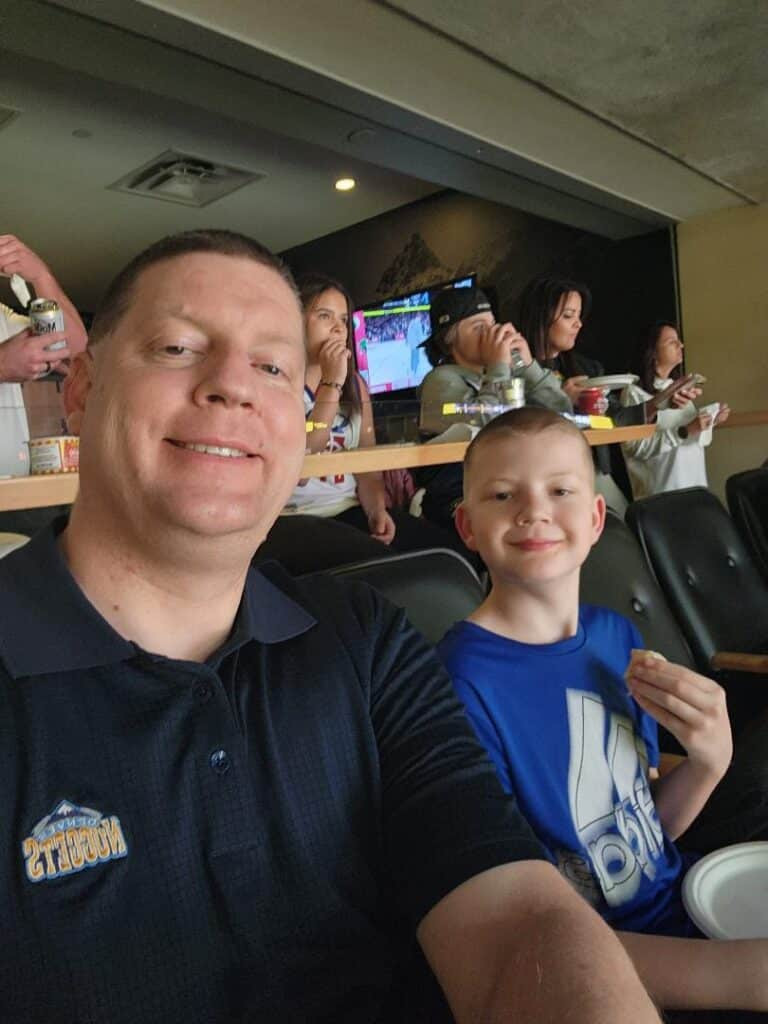 Michael with youngest son Carter @ Ball Arena