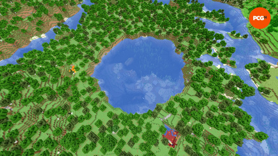 A tiny round ocean with an adjacent nether portal ruin in one of the best Minecraft seeds.