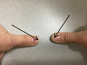 Illustration of a moon phase trick using thumbs to remember waxing and waning