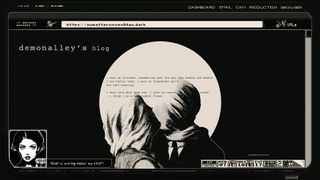 darkwebSTREAMER screenshot of a blog depicting a famous painting, Magritte
