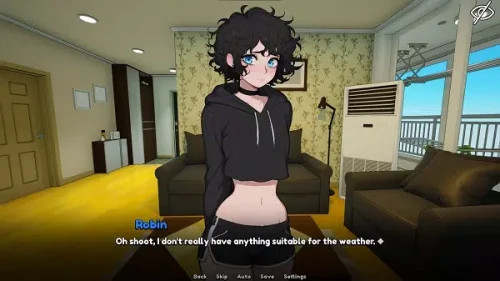 A screenshot from My Femboy Roommate highlighting the semi-sandbox style of gameplay.