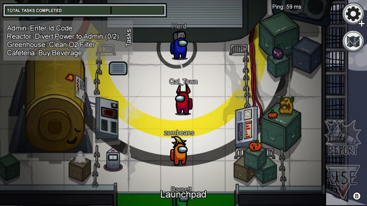 Among Us characters in a spaceship