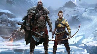 Kratos and Atreus in front of an icy landscape in God of War Ragnarok, emphasizing the game's emotional depth