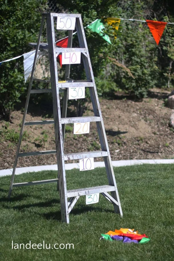 DIY bean bag ladder toss game