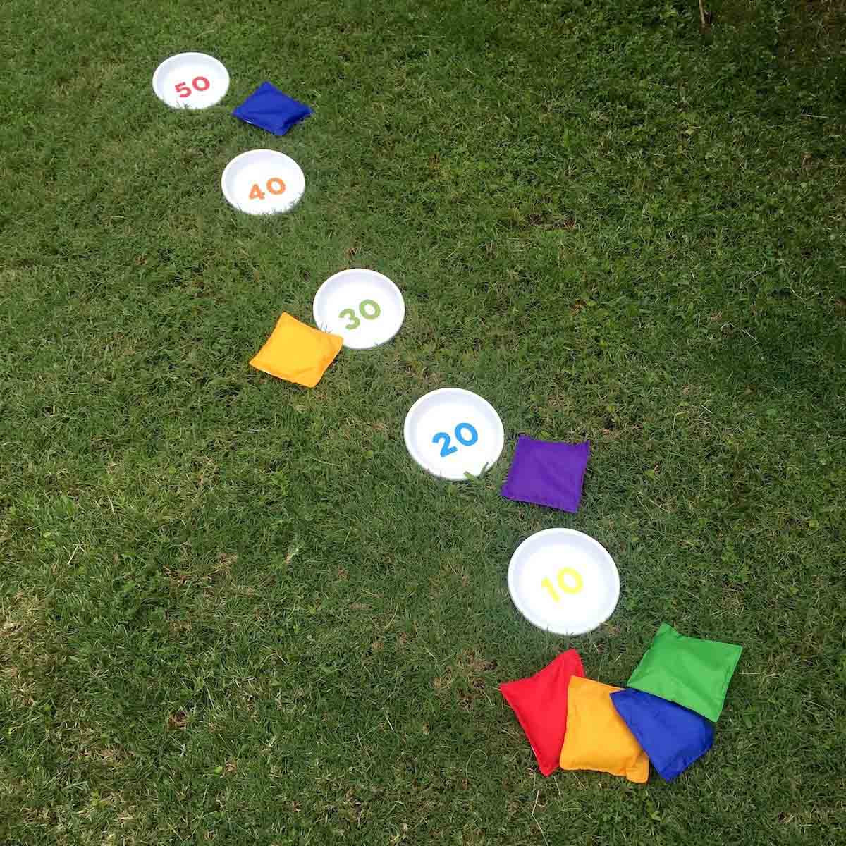 cornhole game setup