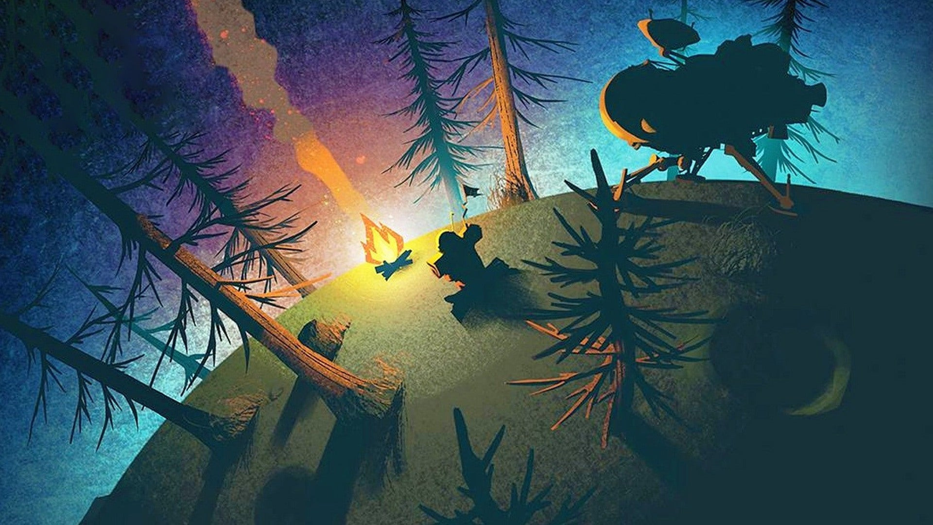A campfire on a planet
