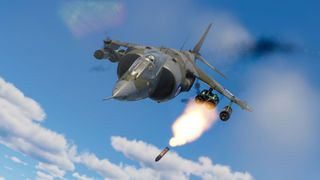 War Thunder screenshot of a war plane launching a torpedo rocket, illustrating the game's detailed and realistic vehicle combat