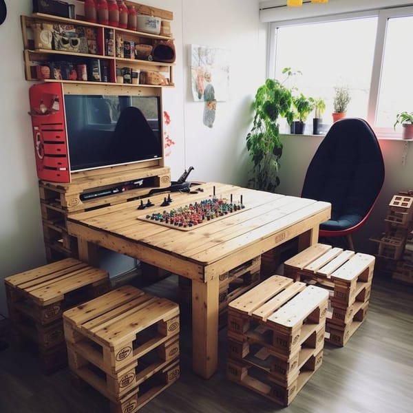 Table and Stools Made from Pallets
