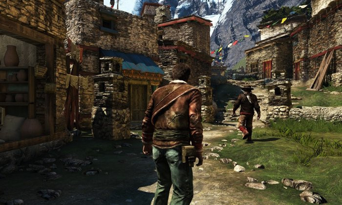 Peaceful Village in Uncharted 2, showcasing interactive storytelling