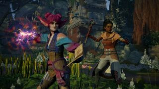 Giatta and Yatzli preparing to attack in Avowed, an Xbox exclusive, demonstrating the game's rich fantasy setting and combat