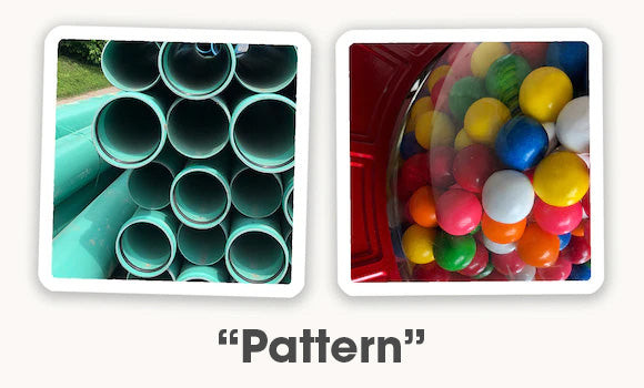 Two OuiSi photo cards connect visually based on a similar pattern (circles).
