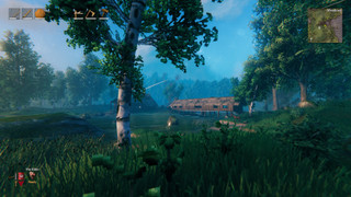 Valheim village with chromatic aberration on and off