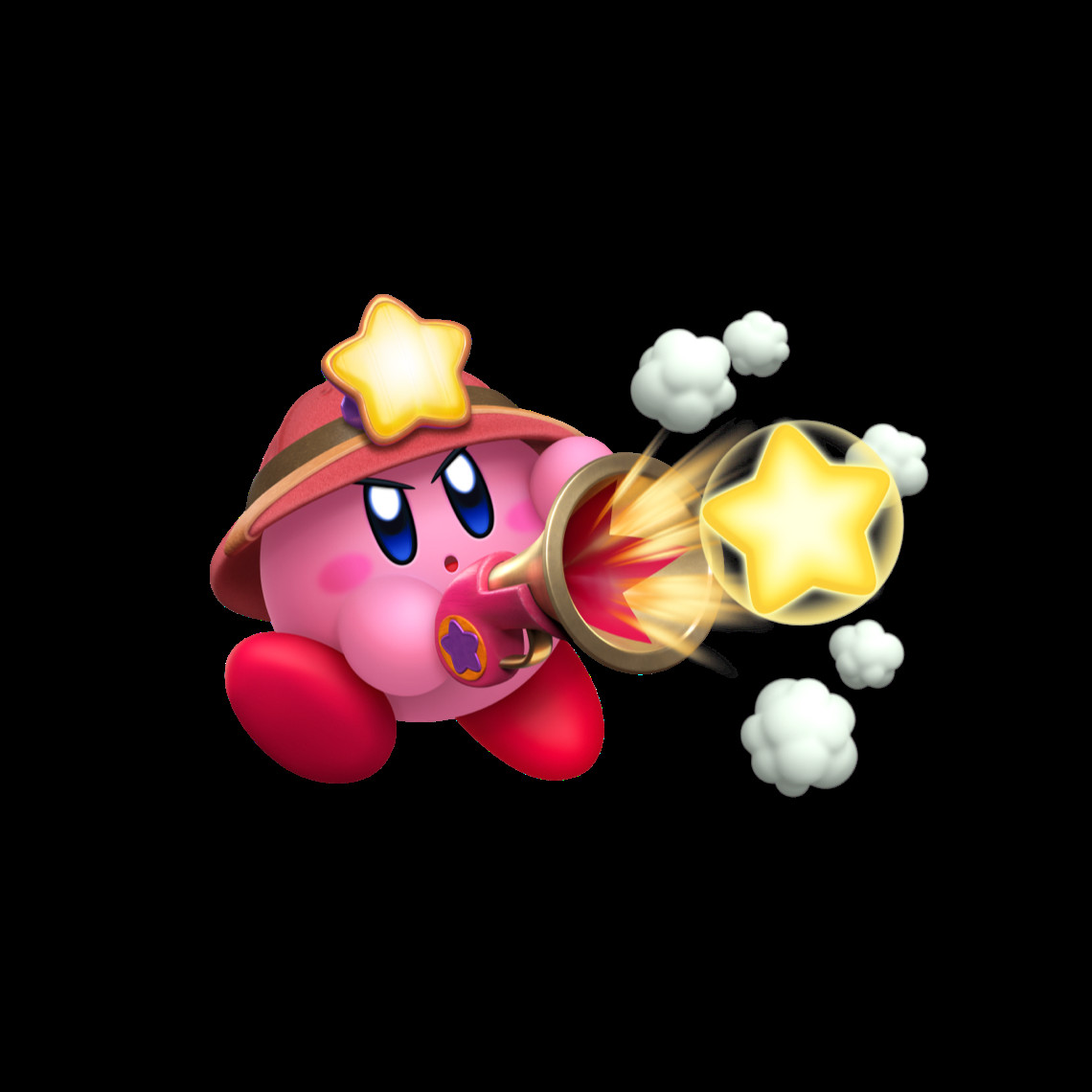Kirby using the Ranger ability to shoot stars