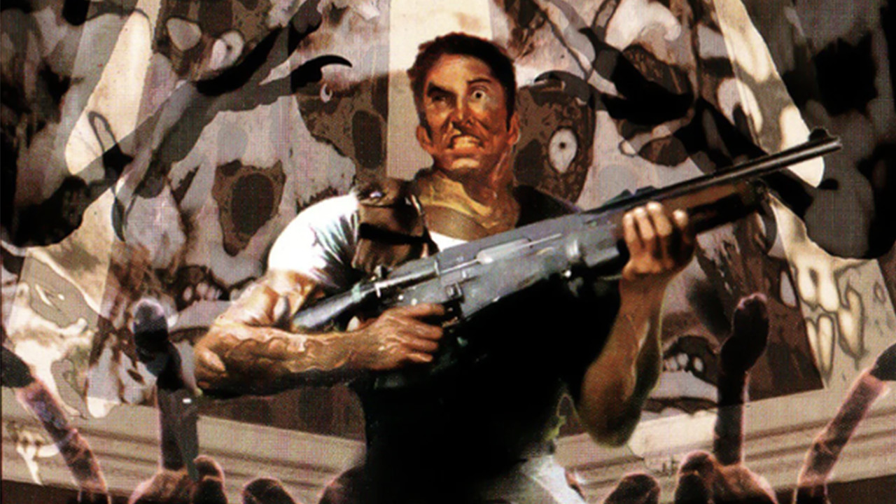 A man holds a rifle