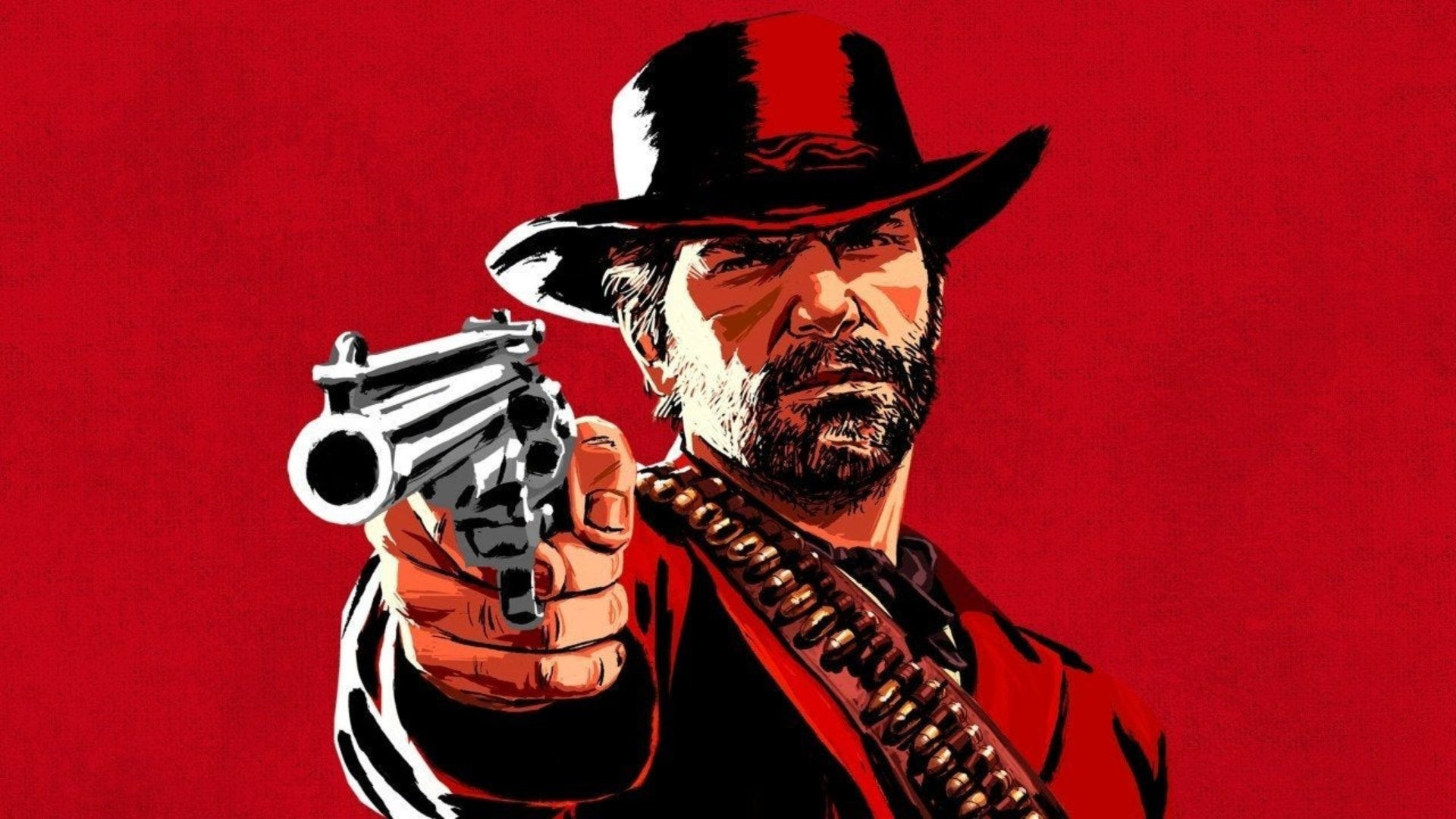 Arthur Morgan pointing a revolver