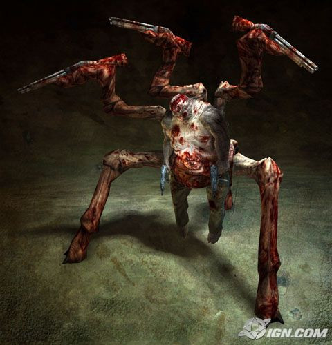 Torque, the main character of The Suffering, amidst the horrific environment of the game
