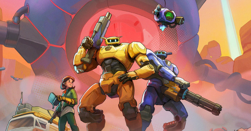 Two robots and a girl contemplate all the stuff they