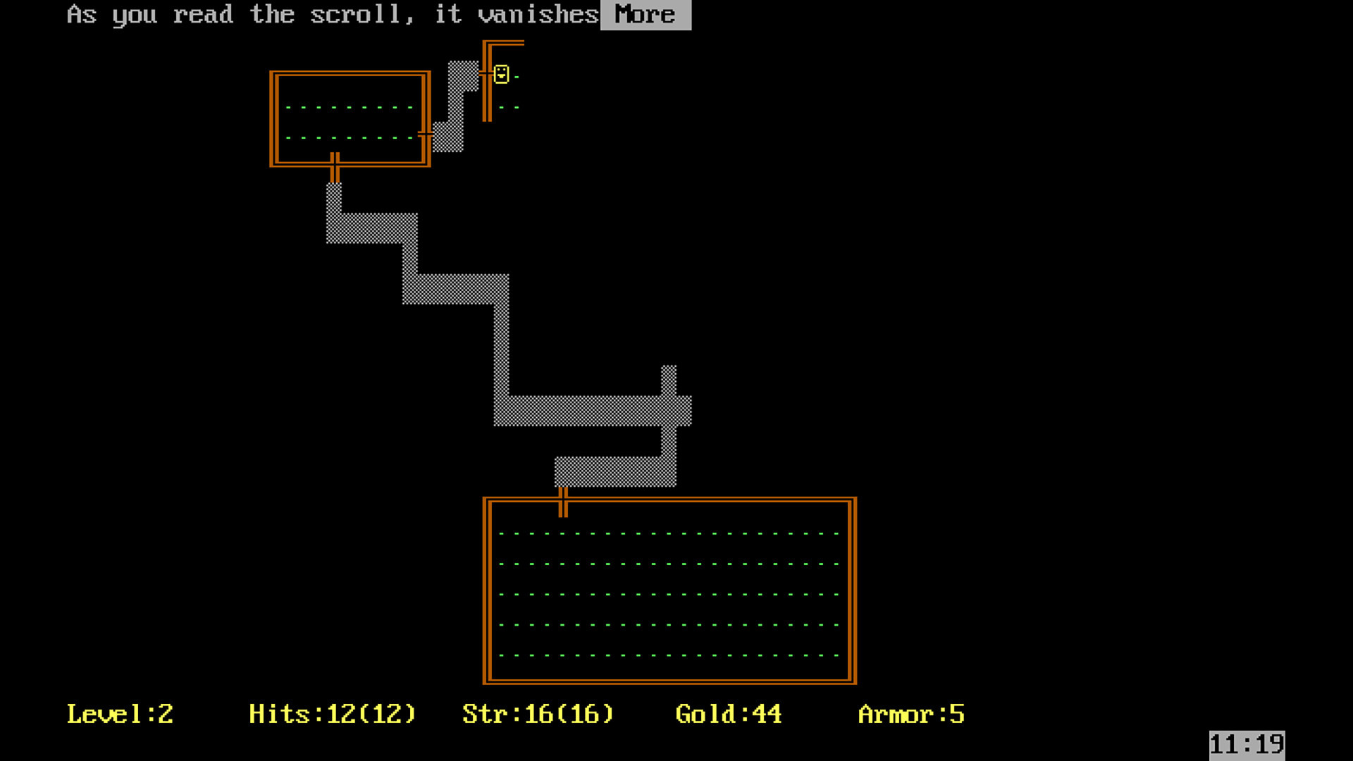 The original Rogue game interface