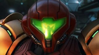Samus wearing her helmet in the upcoming Switch game Metroid Prime 4: Beyond
