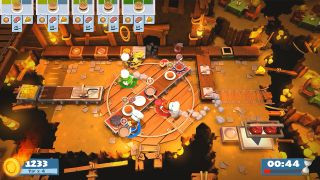 Three chefs cooking in a dangerous kitchen in Overcooked 2