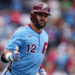 Christian Yelich batting against the Phillies