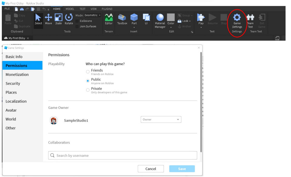 Accessing Permissions in Game Settings