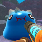 A slime with a gun pointed at it