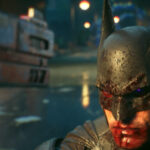 Harley Quinn uses her grappling hook to swing through Metropolis in Suicide Squad: Kill the Justice League, showcasing the game's traversal mechanics.