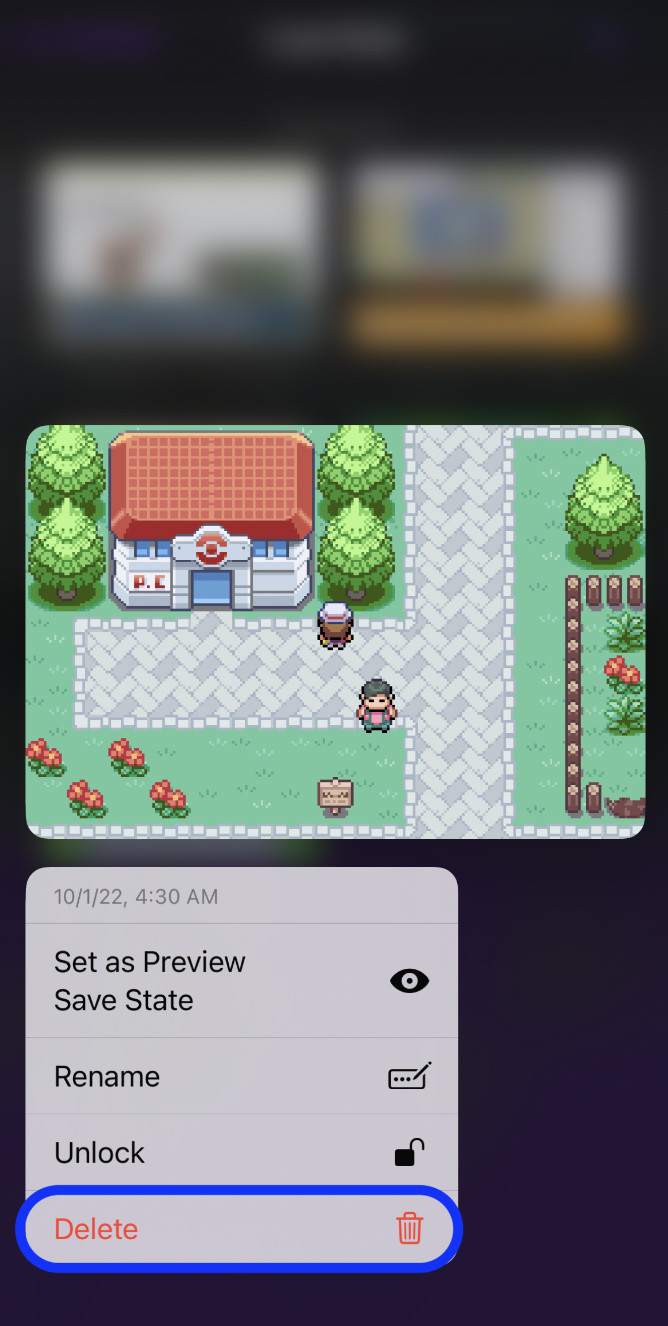 Delete Save State - Delta Emulator
