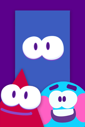 Shape Dudes Game Alternative Text: A whimsical puzzle game where players combine and manipulate colorful shape dudes to solve challenges and progress through levels.