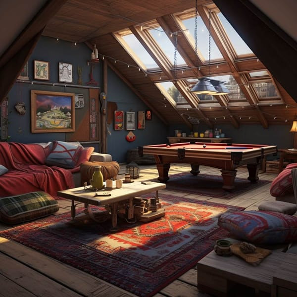 Game Room with Rugs and Fabrics