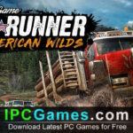 A screenshot from Spintires: MudRunner - American Wilds, showing a heavy truck navigating a muddy terrain, highlighting the game's realistic graphics and challenging gameplay.
