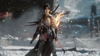Wuchang: Fallen Feathers game screenshot featuring female lead in a fantasy setting.