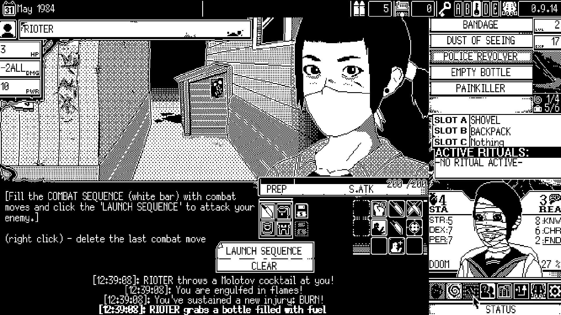 World of Horror old-school gameplay screen