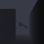 Pixelated showy creature at the end of a hallway, IMSCARED