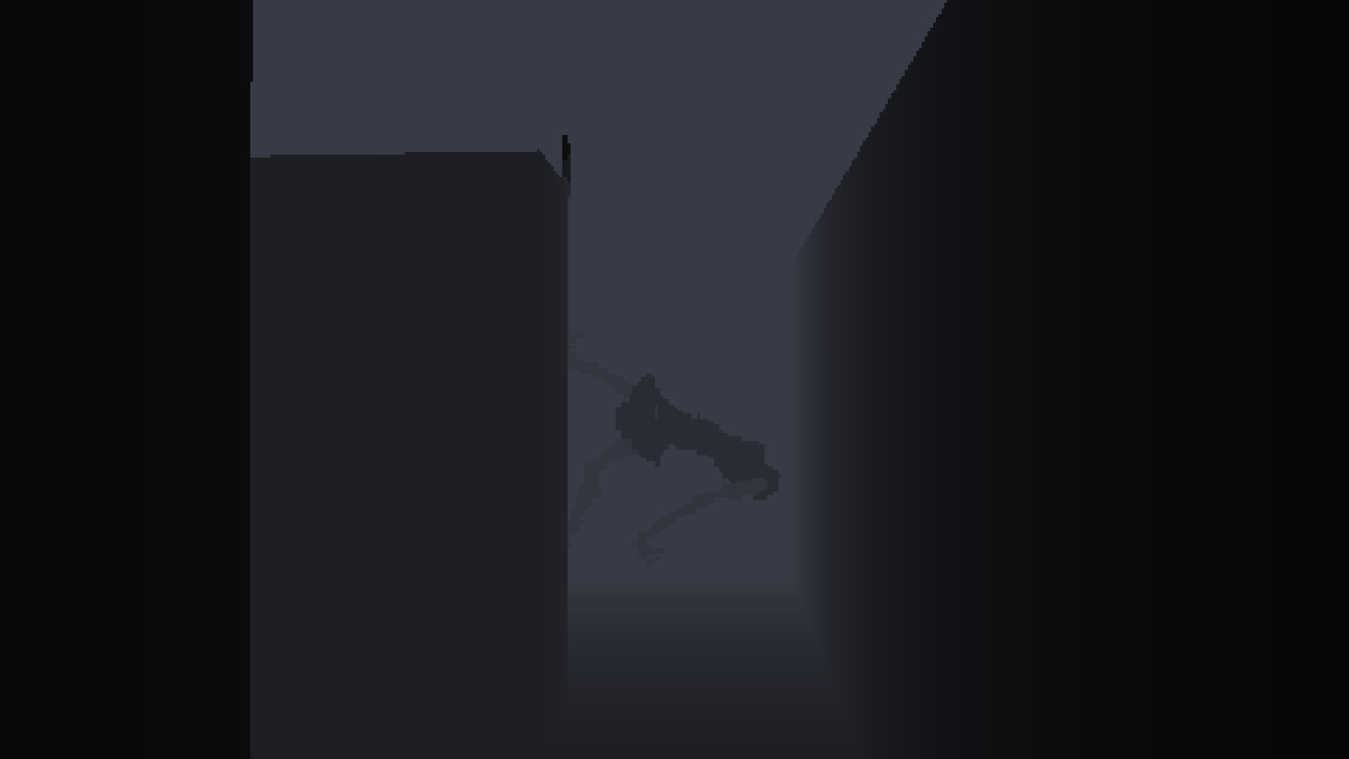 Pixelated showy creature at the end of a hallway, IMSCARED