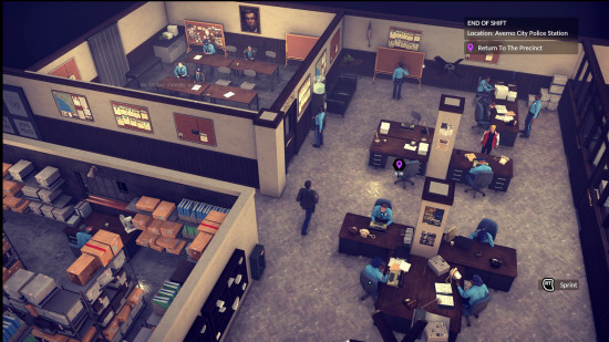 A top down view of a police office in The Precinct