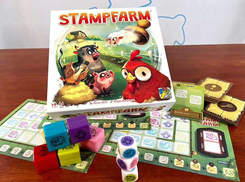 Stampfarm game with self-inking stamps