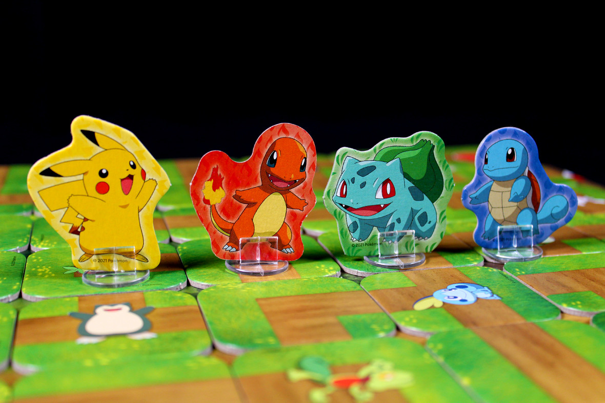 Pokémon Labyrinth standees featuring Pikachu, Squirtle, Bulbasaur, and Charmander