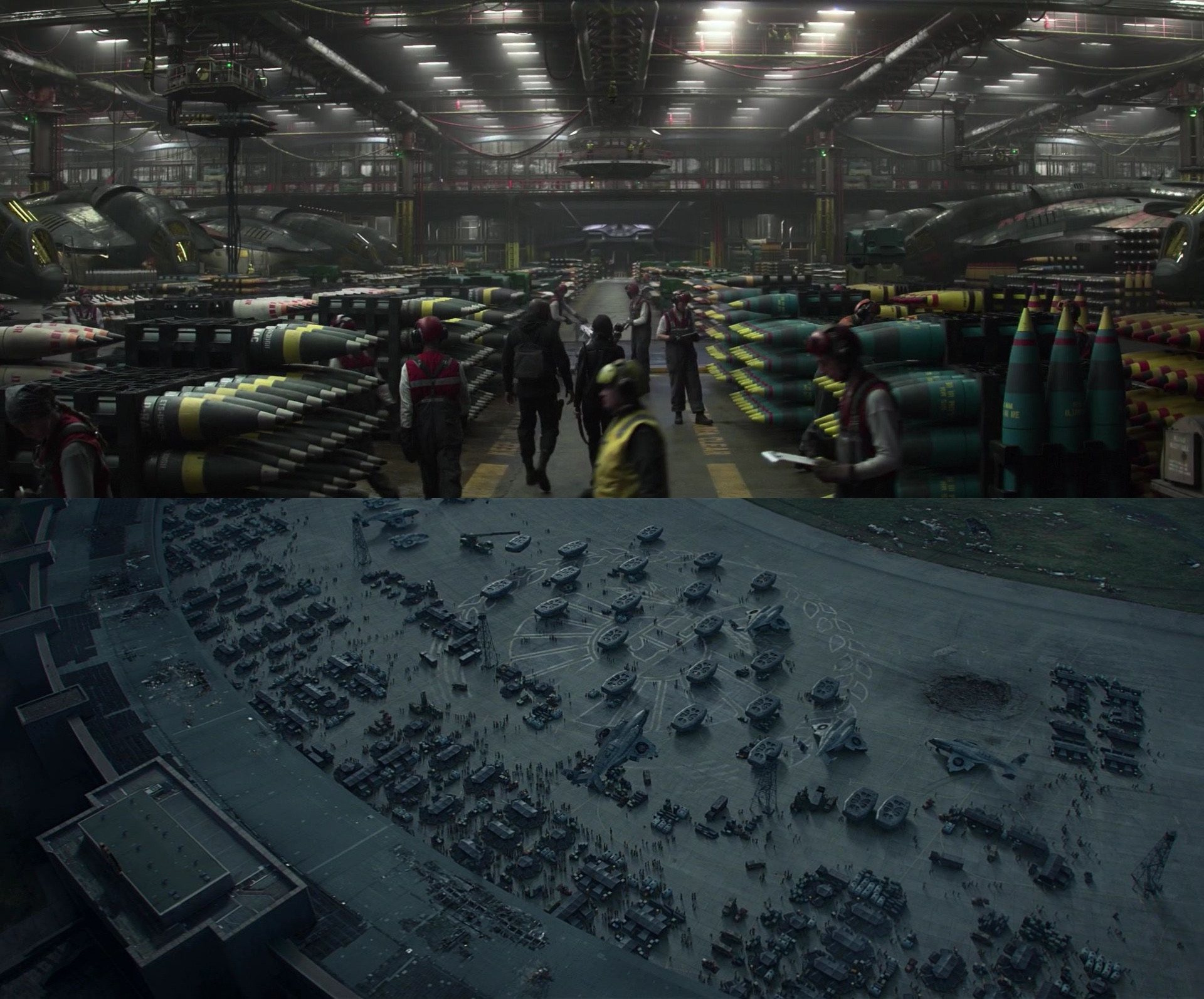 Stills from Avenue of Tributes sequence in Mockingjay: Part 2