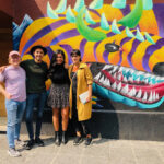 Doodle engineer Jacob, guest artist Luis Pinto, Doodle marketing lead Perla, and guest artist Cecilia in Mexico City for a Loteria research trip