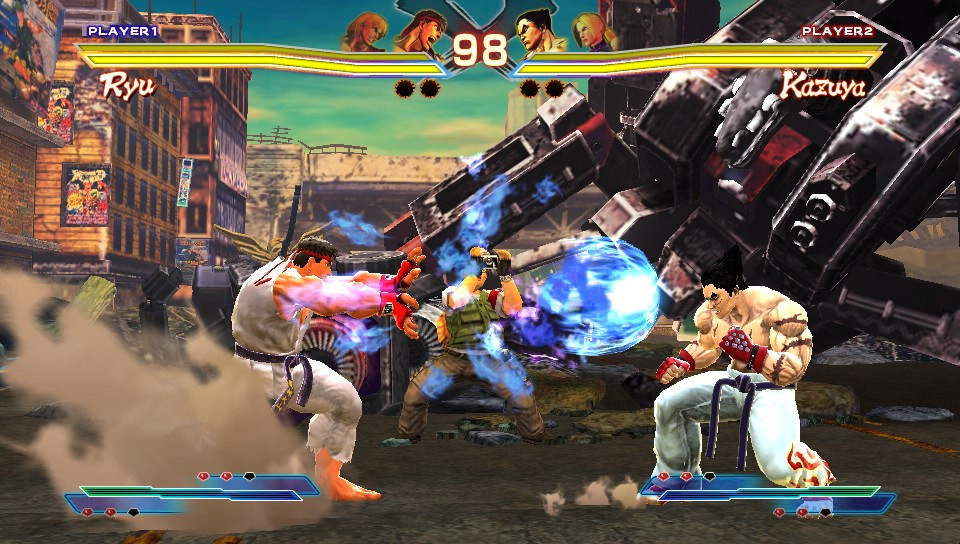 Ryu and Kazuya facing off in Street Fighter X Tekken
