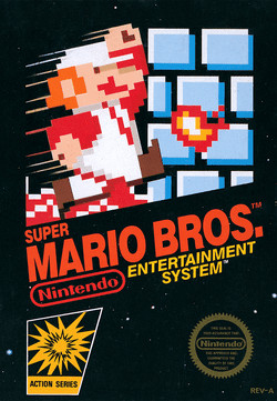 Super Mario Bros. gameplay featuring Mario jumping over obstacles