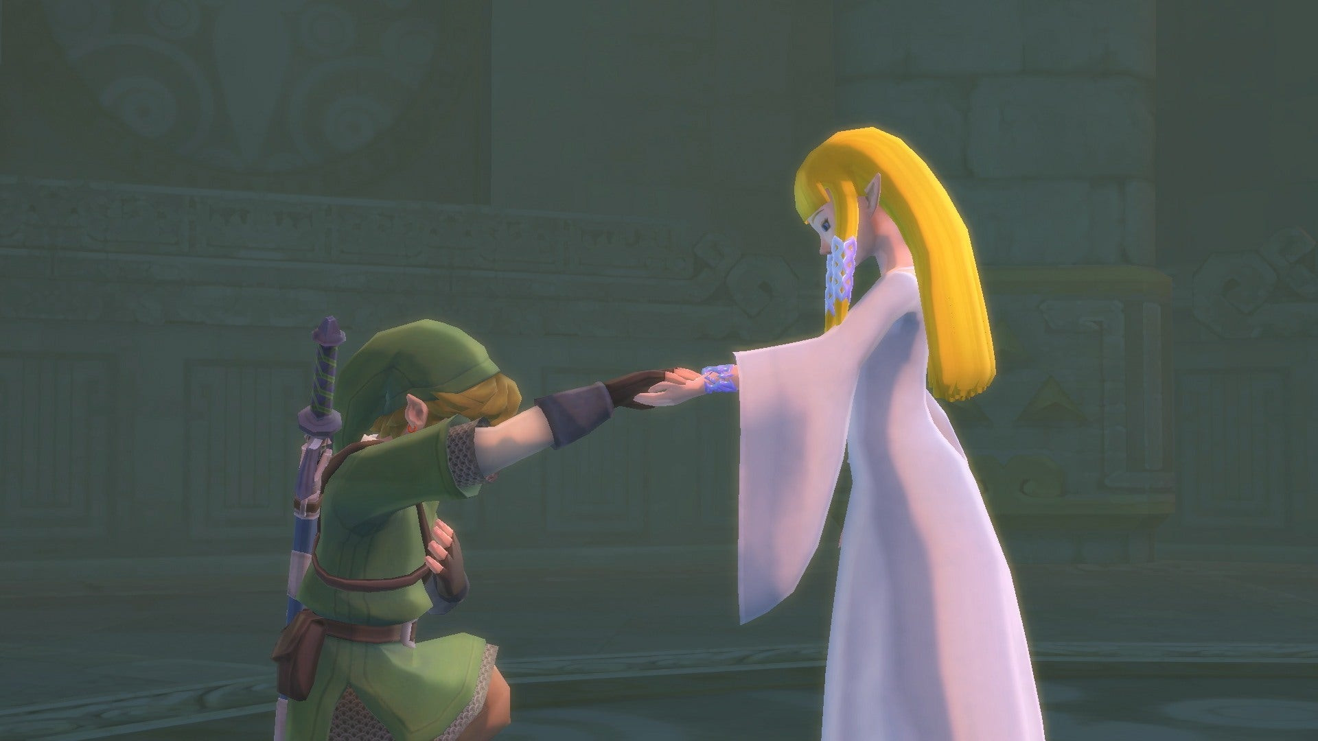 Link soaring through the skies in The Legend of Zelda: Skyward Sword HD