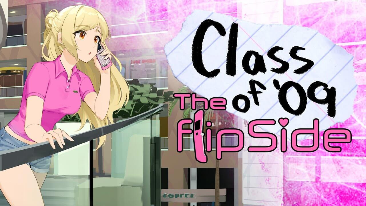 Jecka in key art for Class of ‘09: The Flip Side leaning towards a railing talking on her phone