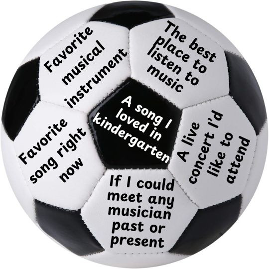 Thumball music game soccer ball image with music answer prompts.